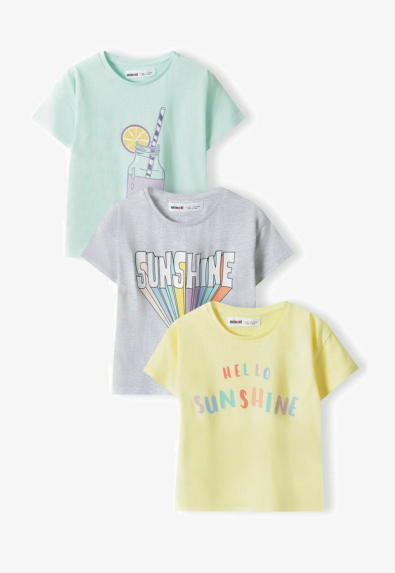 MINOTI 3 PACK SHORT SLEEVE - Basic T-shirt - green grey yellow