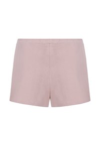 Lichtroze shorts met een textuurdesign en verticale strepen, gemaakt van zachte stof en voorzien van een elastische tailleband voor comfort.