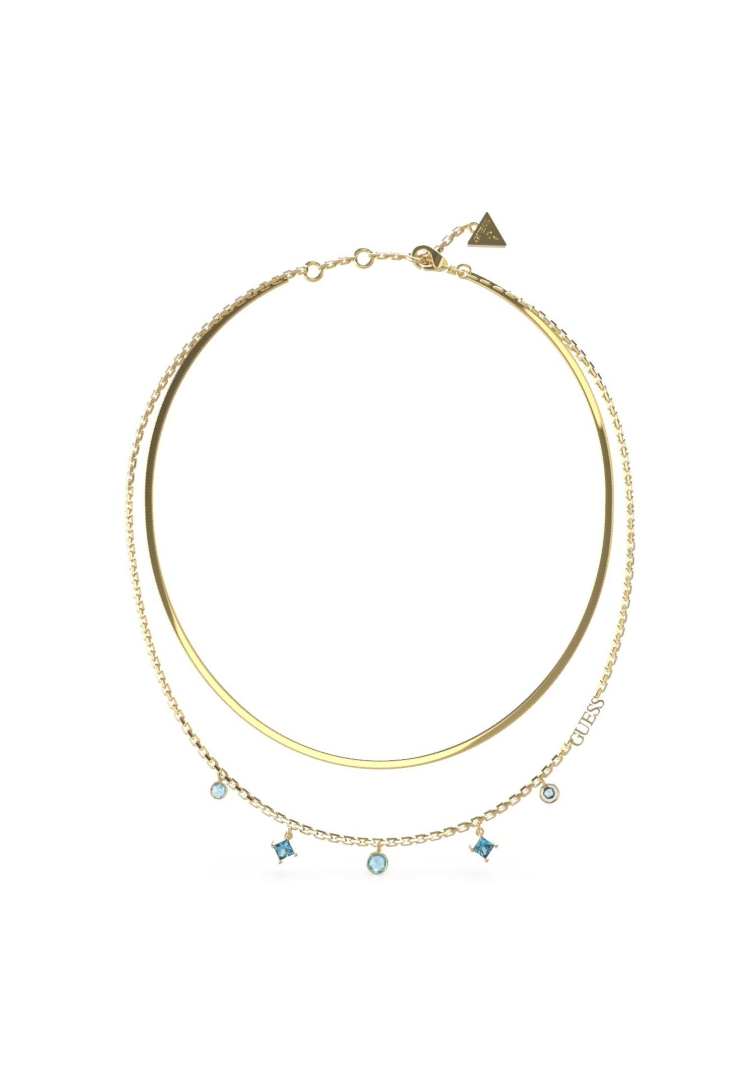 Collier Fantaisie Doré Et Strass Guess ? Style Fashion Long 48 Cm - Occasion