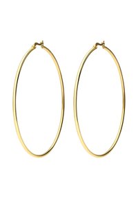 Gouden ringoorbellen met een glad, rond ontwerp. Dun, lichtgewicht materiaal met een eenvoudige sluiting voor een veilige draagwijze. Ideaal voor dagelijks gebruik.