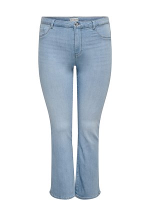 Helehallid kõrge vöökohaga teksapüksid, millel on nööp ja tõmblukk, ees- ja tagataskud ning veidi lehvitatud sääred.