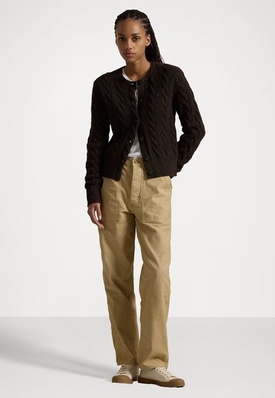 Polo Ralph Lauren CABLE KNIT WOOL CASHMERE CARDIGAN - Gilet - dark brown