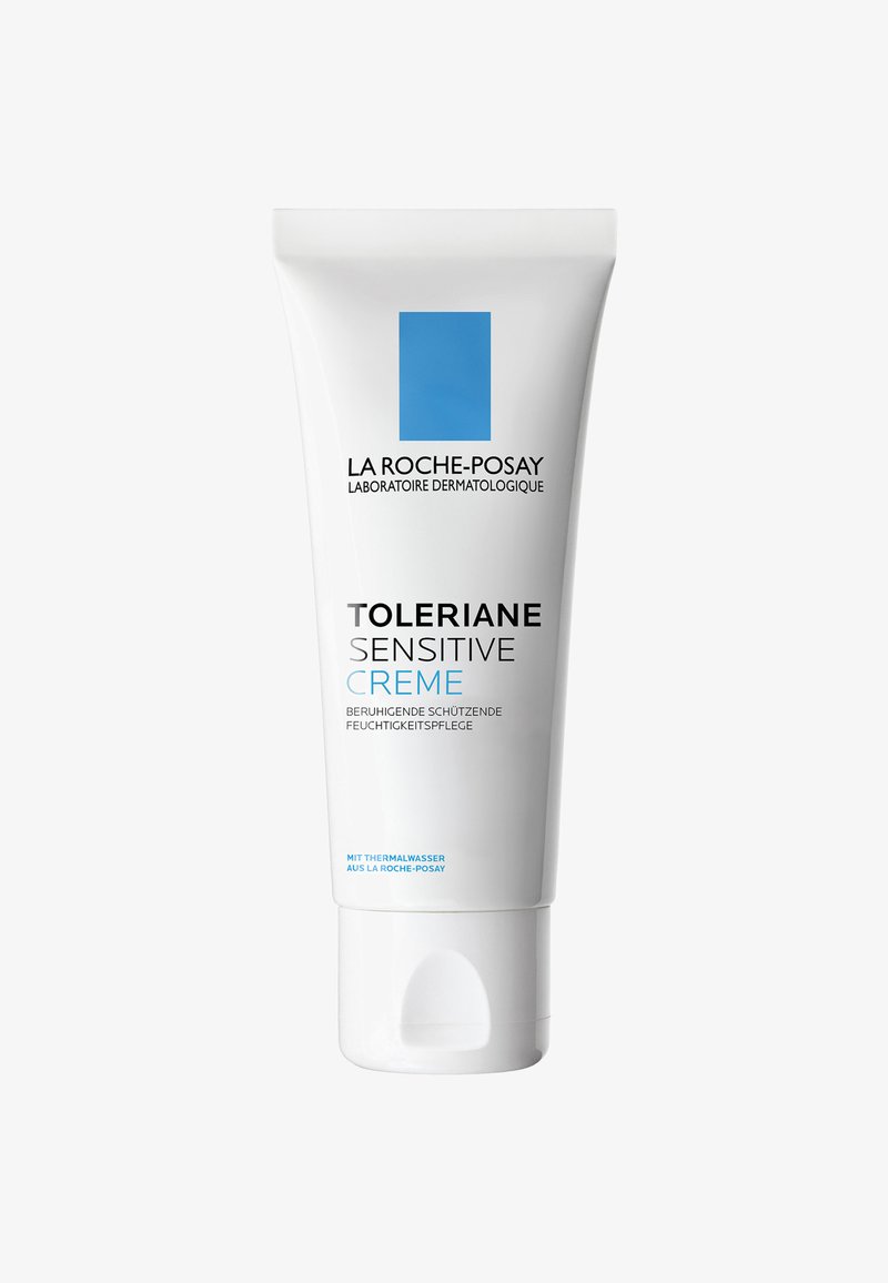La Roche-Posay Toleriane Sensitive moisturizing cream tube with blue logo and German text for soothing and protective skincare.