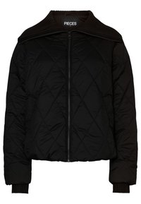 Must mustriga bomber-jakk, millel on soonikkoesed ja mansetid, lukuga. Kergekangas, milles on sametmuster. Suurus M.