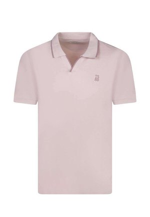 Polo rose clair à manches courtes avec col ouvert et logo brodé subtil "TS 89" sur la poitrine gauche.
