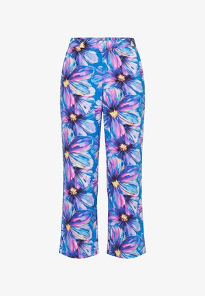 Angel of Style, WATERCOLOR BLOOM ELASTIC WAIST WIDE LEG CAPRIS - Broek - blue