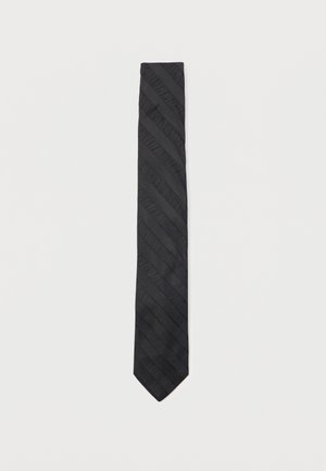 Gravata de laço com um padrão texturizado de riscas diagonais. Feita de um tecido suave, apresenta uma largura estreita e uma ponta afilada.