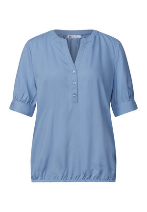 Street One, SHORT-SLEEVE BLOUSE WITH SPLIT NECK AND ELASTIC HEM - Blouse - northern blue