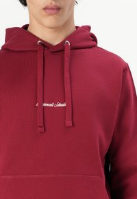 Bordo kapučino su raišteliais, su balta siuvinėta užrašu ant krūtinės. Pagaminta iš minkštos medžiagos, su priekinėmis kišenėmis ir gumele užlenktais rankogaliais.
