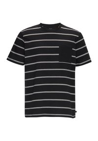 Gestreept t-shirt in zwart en wit, met korte mouwen, ronde halslijn, voorzien van een klein borstzakje, gemaakt van zacht katoen.