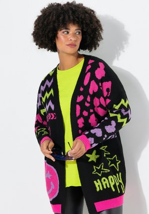 WITH SMILEY PATTERNS AND OPEN FRONT - Cardigan - black