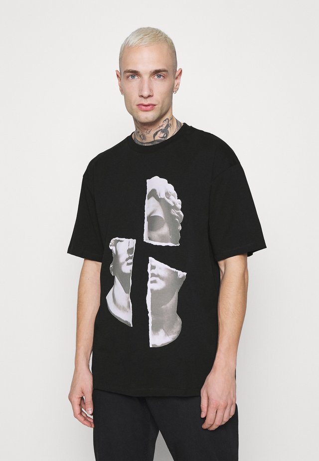 FACE COLLAGE PRINT TEE - T-shirt print - black