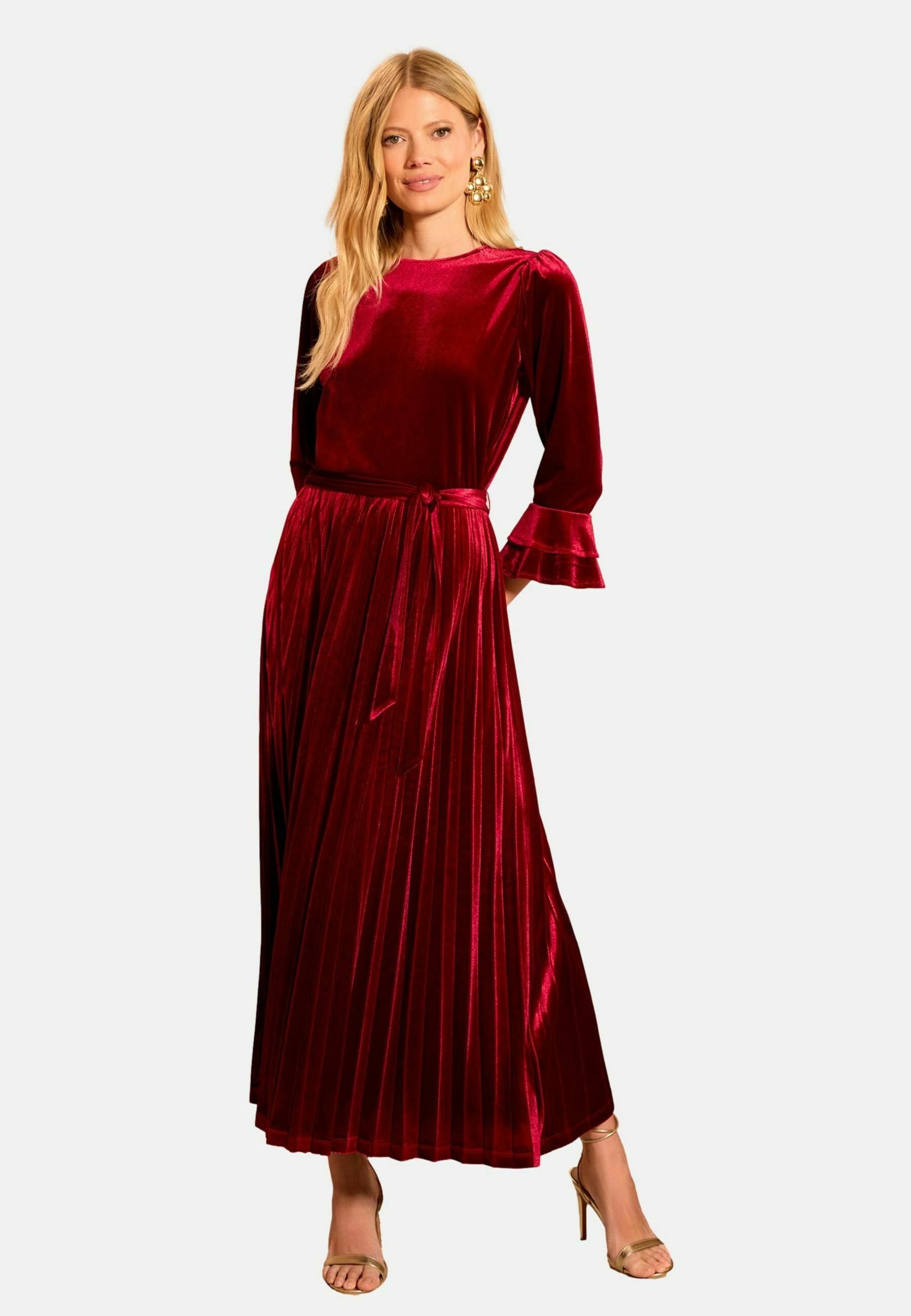 Love Roses REGULAR FIT FLUTE SLEEVE Vestito lungo red