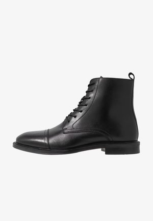 LEATHER - Šněrovací kotníkové boty - black