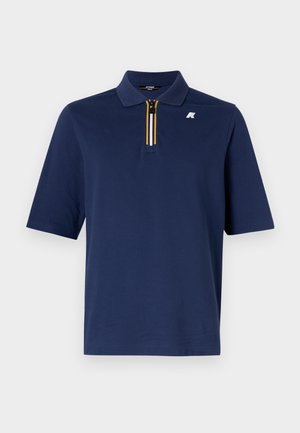 Mornarice polo majica izrađena od pamuka s kratkim zatvaračem i detaljima u žutoj, bijeloj i crnoj boji. Sadrži mali logo na prsima.