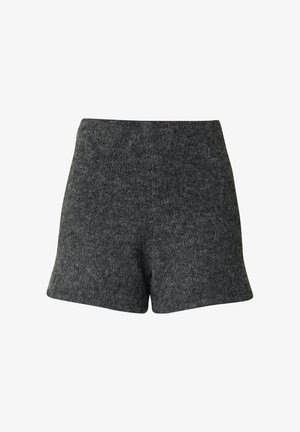 Grijze gebreide shorts met een zachte textuur, voorzien van een hoge taille en een rechte snit, geschikt voor casual kleding.