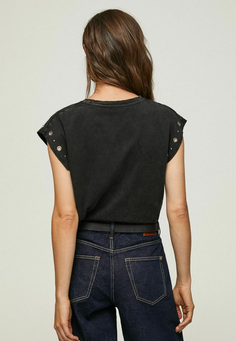 Pepe Jeans CANDY - Camiseta estampada - washed black/negro jaspeado