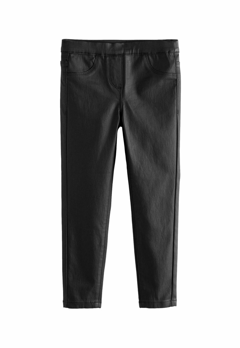 Svarta, slim-fit byxor tillverkade av ett mjukt, stretchigt tyg. Har framfickor och sömnadsdetaljer, som smalnar av mot ankeln.