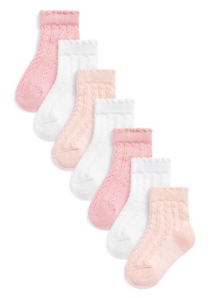 7 PACK  - Kojinės - pink/white cable knit