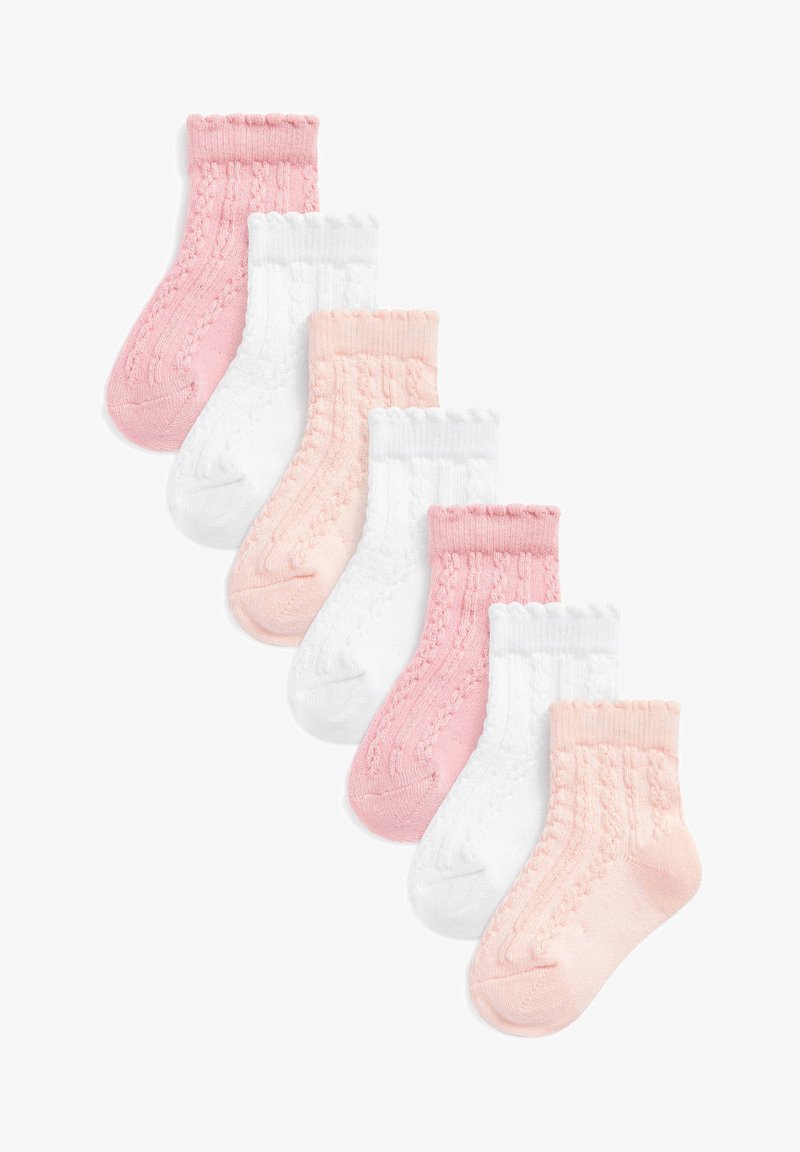 Next 7 PACK - Ponožky - pink/white cable knit