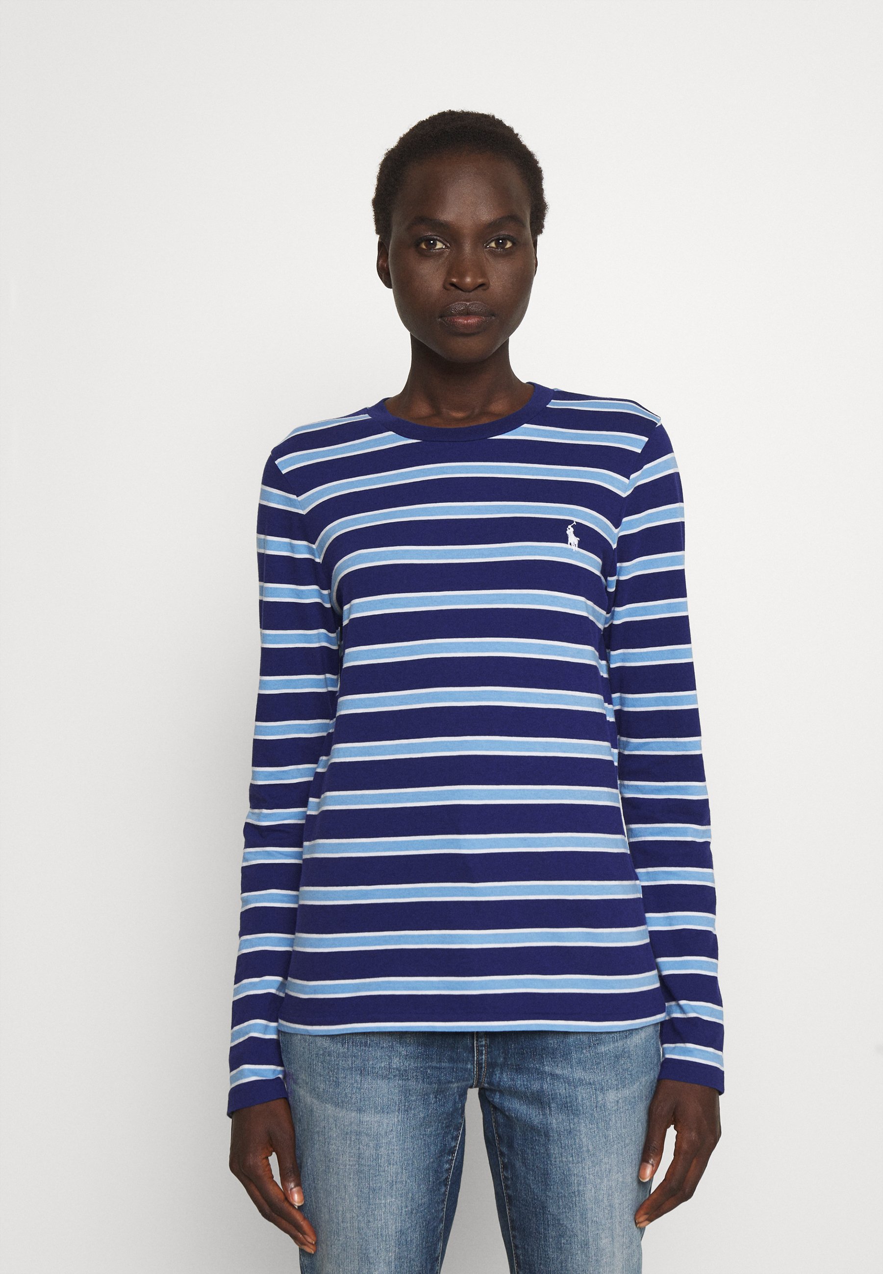 Polo Ralph Lauren STRIPED LONG-SLEEVE JERSEY TEE - Maglietta a manica lunga  - fall royal/nevis/sky blue/blu scuro - Zalando.it