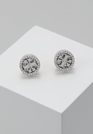 Tory Burch LOGO CIRCLE  EARRING - Örhänge - silver-coloured/crystal