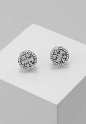 Tory Burch LOGO CIRCLE  EARRING - Pendientes - silver/crystal