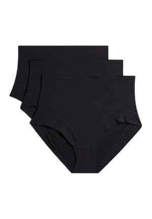 Svarta bomullshöga trosor i ett pack om tre. Slät yta med elastiska midjeband och utan synlig branding eller mönster.