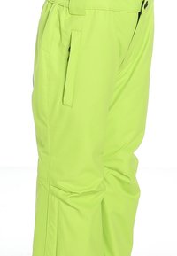 Ljusa gröna vattentäta skidbyxor med avslappnad passform, sidofickor och säker midjeresår för justerbar komfort.