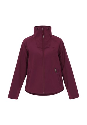 Veste bordeaux zippée avec un col haut, dotée de deux poches latérales et d'un logo discret à l'avant.