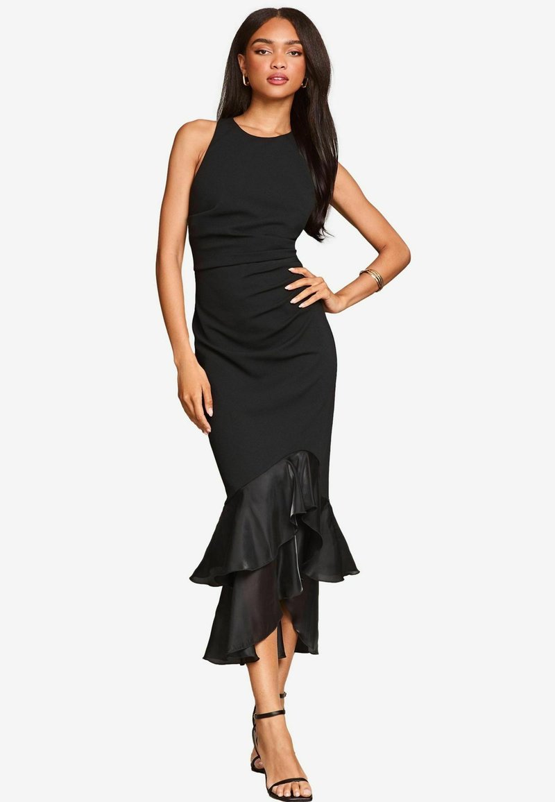 Lipsy SLEEVELESS RUFFLE ORGANZA HEM MIDI - Rochie tip creion - black
