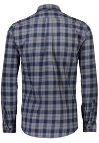 Camisa de cuadros de manga larga en azul marino y gris, con collar button-down, yugo trasero y puños ajustables. Fabricada en un tejido suave.
