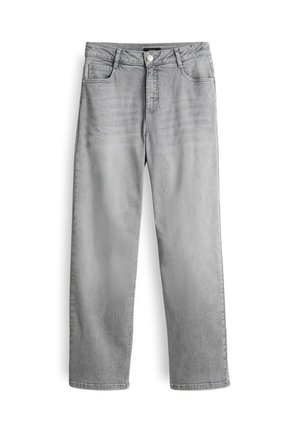 Grijze denim jeans met een relaxed fit. Bevat vijf zakken, een knoopsluiting en subtiele vervaging op de stof. Recht gesneden pijpen.