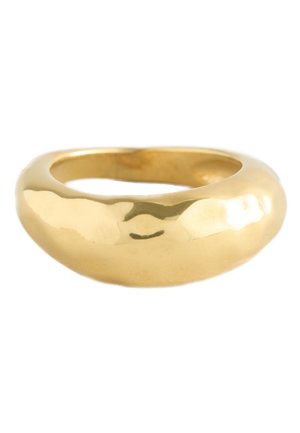 Smooth, thick gold band ring with a slightly rounded, polished surface and a reflective finish.
