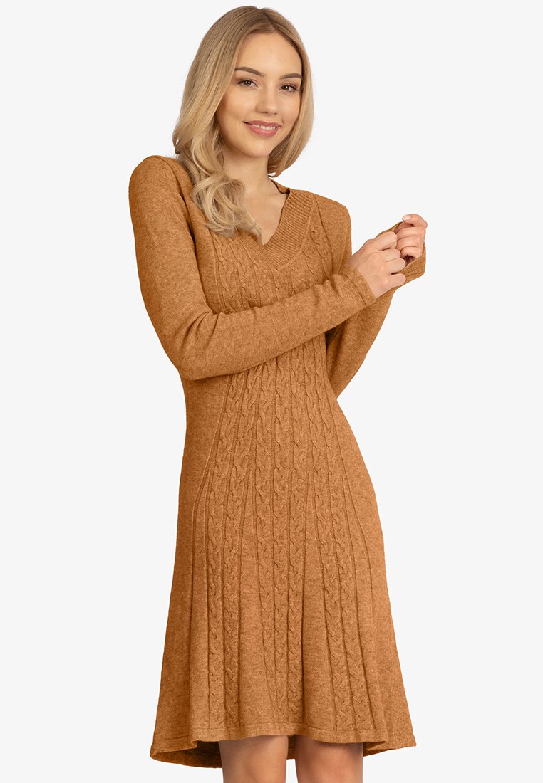 Apart Gebreide jurk lichtbruin