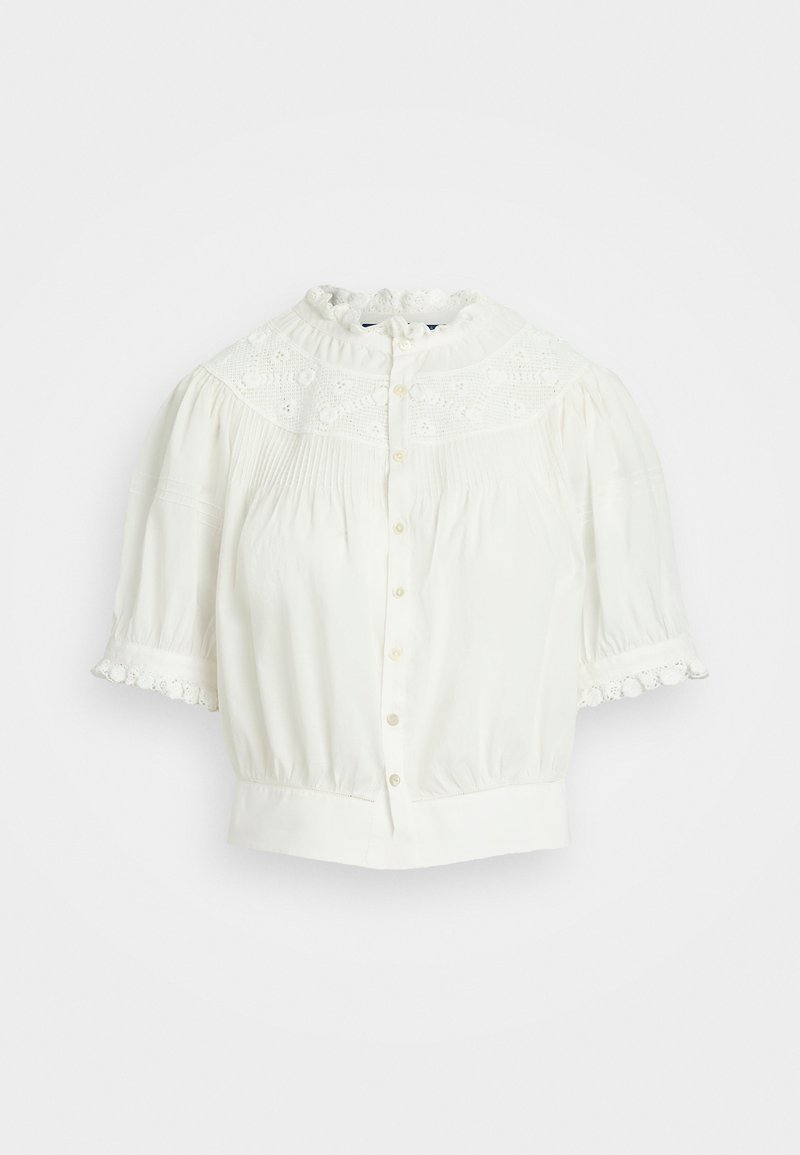 Polo Ralph Lauren MICAL COTTON VOILE SHORT SLEEVE BLOUSE - Button-down blouse - white