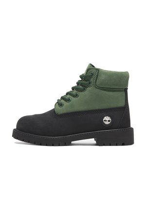 Lace-up ankle boots - black nubuck w dark green