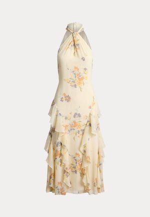 Lauren Ralph Lauren, FLORAL RUFFLE-TRIM HALTER COCKTAIL DRESS - Cocktailkjole / festkjole - cream multi
