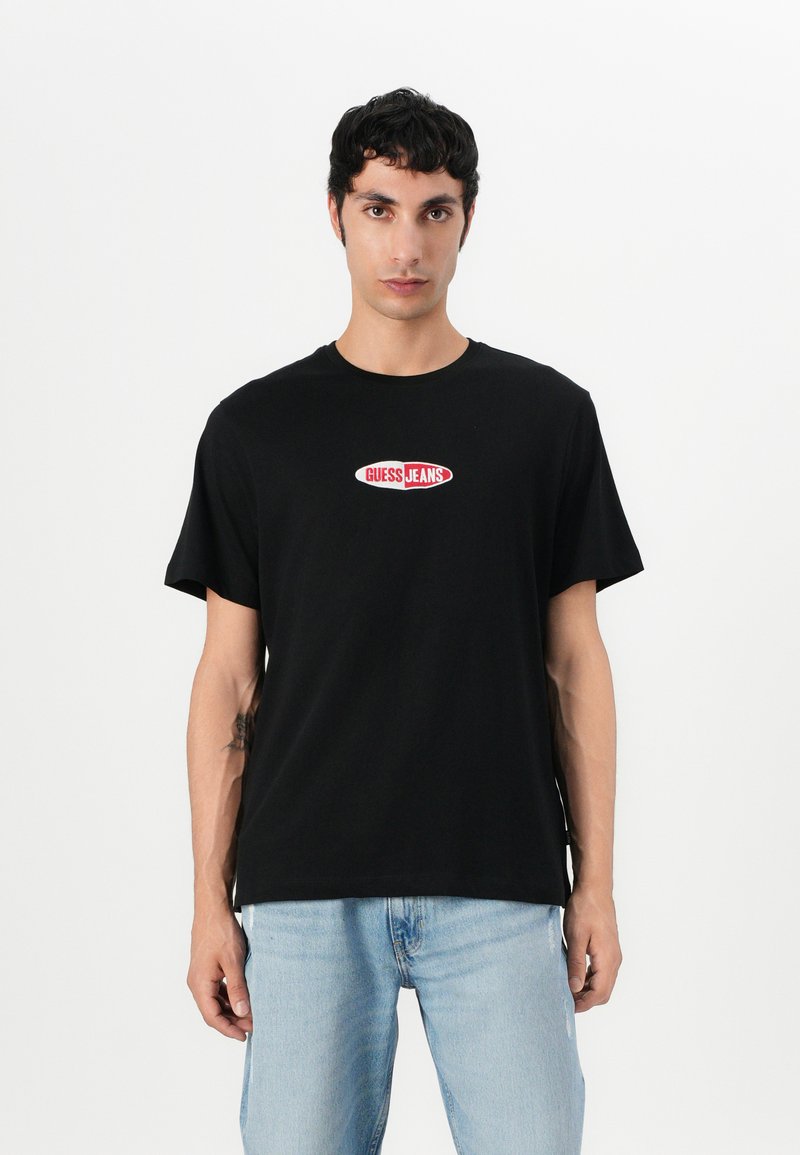Guess Jeans SMALL LOGO TEE - Marškinėliai su spaudiniu - jet black