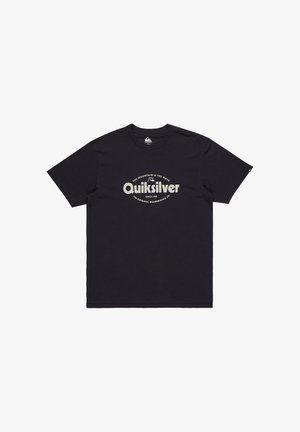 Čierne bavlnené tričko s krátkymi rukávmi a okrúhlym výstrihom. Na hrudi je svetlo béžový nápis s zakriveným dizajnom.