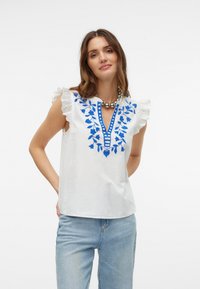 Vero Moda - VMVACATION - Top - bright white/blue Miniatuurafbeelding 1