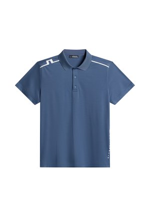 Koszulka polo z krótkim rękawem w jasnoniebieskim kolorze. Posiada klasyczny kołnierzyk, zapięcie na trzy guziki oraz białe akcenty na ramionach i po bokach.