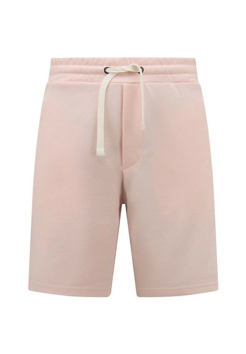 Lichtroze shorts van zachte stof, met een elastische tailleband met een trekkoord en twee zijzakken. Eenvoudig, recht gesneden ontwerp.