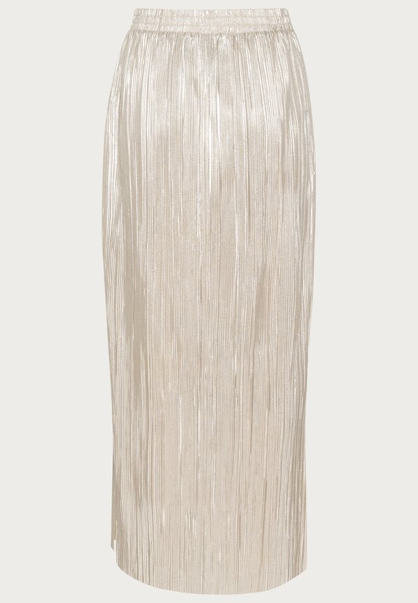 KAGALEXI - Maxi skirt - silver metal   feather gray2