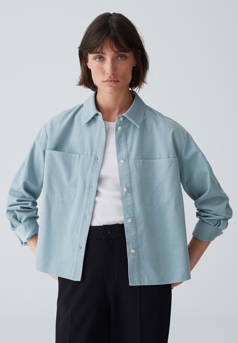 OPUS LANGARM FRONI - Button-down blouse - glacier blue