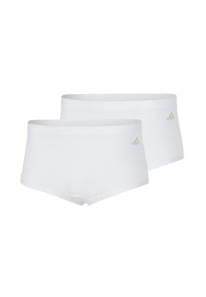 Twee paar effen witte naadloze boxershorts met een klein subtiel logo op de linkerheup.