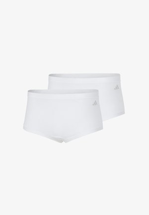 Twee paar effen witte naadloze boxershorts met een klein subtiel logo op de linkerheup.