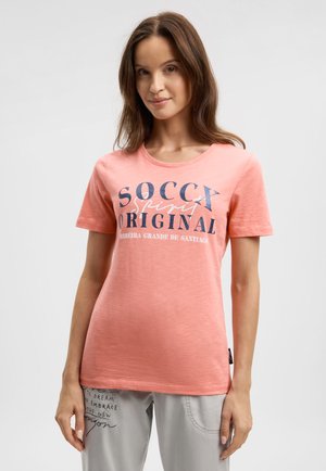 MIT RUNDHALSAUSSCHNITT UND PRINT - T-Shirt print - apricot sunset