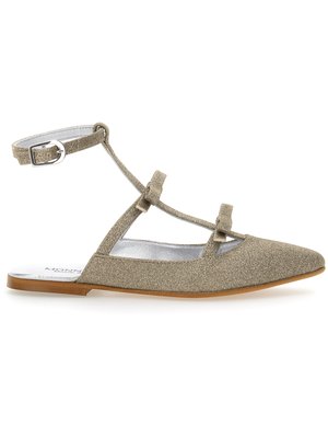 Monnalisa Μπαλαρίνες με λουράκι στον αστράγαλο - platino