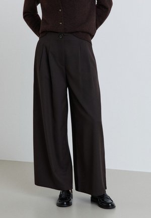 Calliope, PANTALONE LUNGO TINTA UNITA - Trousers - marrone scuro